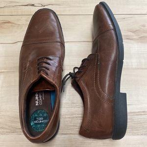 Nunn Bush Mens 9 Brown Faux Leather Shoes. Comfort Gell. Memory Foam.